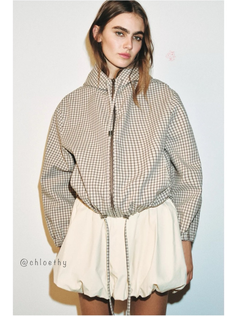 Zara PLAID HOODED JACKET
